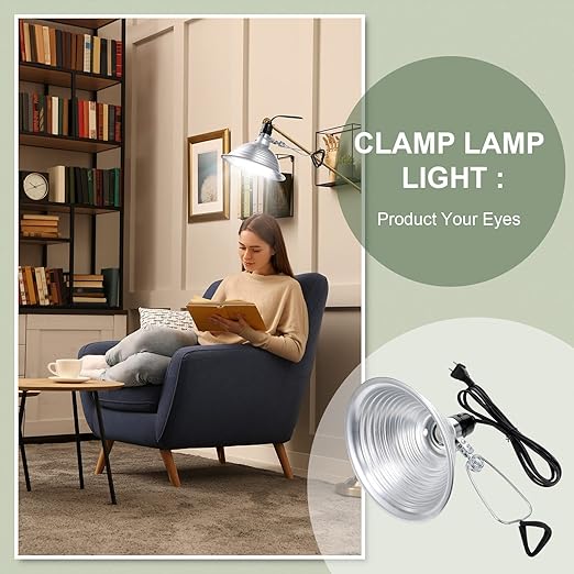 Macarrie 8 Pack Clamp Lamp Light with Aluminum Reflector, 6ft SPT-2 18awg Cord and Adjustable Stand Fixture, up to 150 Watt, E26 Socket, No Bulb(8.5 Inch)