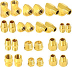GASHER 26PCS Brass Pipe Fitting Kit, Hex Bushing, Reducer Adapter, Hex Nipple, 90 Degree Barstock Street Elbow