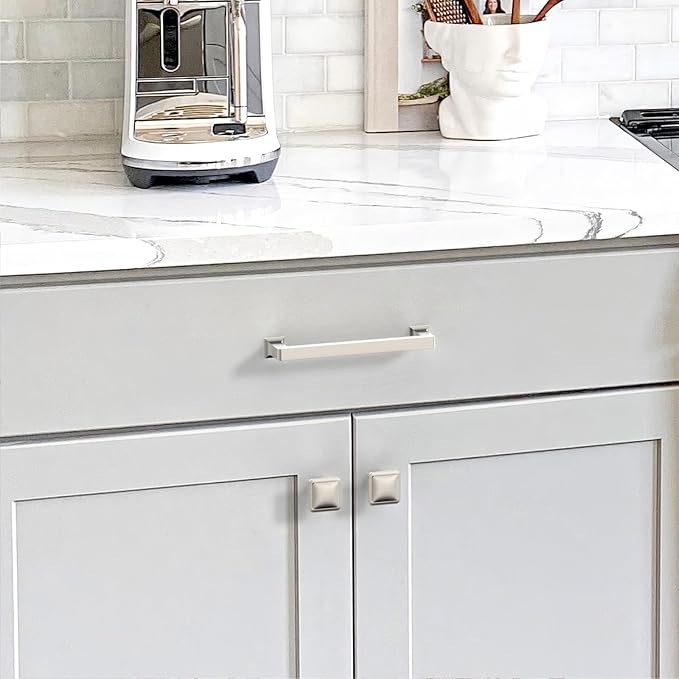 10 Pack 3.75"(96mm) Brushed Satin Nickel Cabinet Pulls Kitchen Cabinet Handles Drawer Pulls Cupboard Hardware for Cabinets CK0078