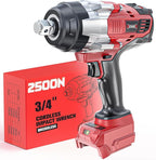 3/4" Cordless Impact Wrench Compatible with Milwaukee 18V Battery: 1850FT-LBS(2500N.m) High Torque Impact Driver, Auto-Stop Reverse, 4-Speed Heavy Duty Impact for Car/Truck/Mower(Bare Tool)