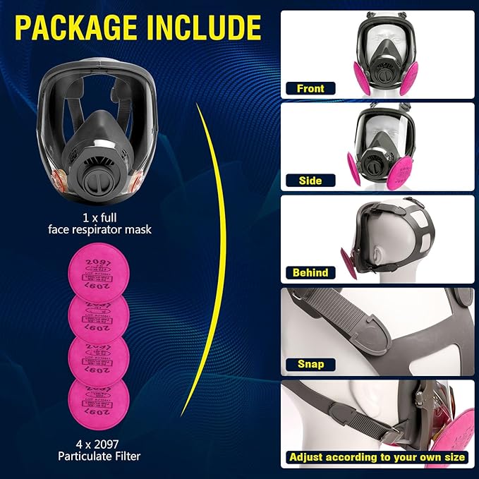 Reusable Half Face and Full Face Gas Mask with Activated Carbon Filter Against Organic Vapor/Dust/Chemical