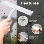 Shower Squeegee for Glass Doors 10 Inch, RICHMIRTH All Purpose Squeegee Cleaning Tool for Window Glass Mirror Bathroom Tile with Suction Cup Hooks - White
