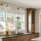 Brushed Gold Bathroom Light Fixtures 2-Lights Vanity Lights with Milky White Frosted Glass Shade Bathroom Vanity Light 14 inch Wall Sconce Lighting Bath(Exclude E26 Bulb)