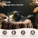 Knobonly 1 Pack Matte Black Pasage Door Levers Interior Door Handles for Hallyway andCloset Door Knobs Keyless Black Door Handles with Lock, Zinc Alloy Reversible for Right/Left