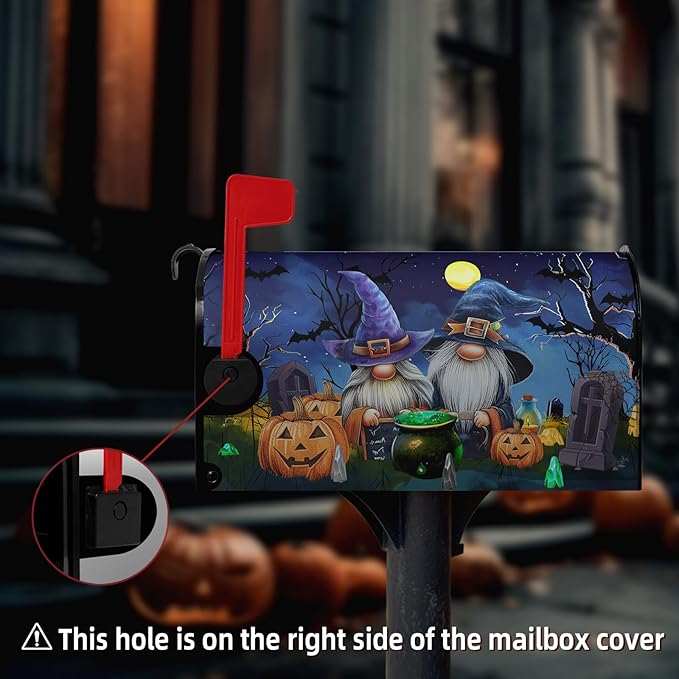 Halloween Pumpkins Magnetic Mailbox Covers Standard Size 21x18 Inches Gnome Halloween Moon Night Mailbox Wraps Letterbox Covers Garden Yard Home Decor for Outdoor