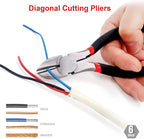 FASTPRO 7-Piece Utility Pliers and Wrench Set, Includes 8" Adjustable Wrench, 8" Groove Joint, 8" & 6" Slip Joint, 6" Long Nose, 6" Diagonal and 6" Linesman Pliers, Dipped Handle