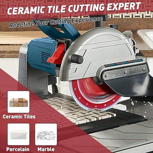 EZARC 10 Inch Diamond Saw Blade, 1" Arbor with 5/8" Brass Washer Adapter, Super Thin Tile Blade for Angle Grinder, Smooth Cutting for Porcelain Ceramic Granite Marble (1-Pack)