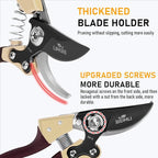 Heavy Duty Pruning Shears，Garden Scissors & Clippers with Red-BIDMLI 8.66" SK5 Steel Blades & Aluminum Alloy Handles, Tree Branch Cutter, Ideal for Thick Branches, Dry Twigs, Flower Pruning Tool.