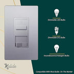 TOPGREENER Digital Dimmer Light Switch for 200W Dimmable LED/CFL Lights, Single Pole/3-Way LED Slide Dimmer Light Switch, Neutral Wire Not Required, UL Listed, TGSDS3-SV, Silver, 1 Pack