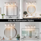 Bathroom Light Fixtures 4-Light, Brushed Nickel Vanity Light Over Mirror Dimmable 3 Color (3000K/4000K/6000K), Eye Protection LED Bathroom Lights Wall lamp Over Mirror with Clear Glass Shade