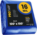 PROTARP Extra Heavy Duty 16 Mil Tarp Cover, Waterproof, UV Resistant, Rip and Tear Proof, Poly Tarpaulin with Reinforced Edges for Roof, Camping, Patio, Pool, Boat. (Blue 100′ X 100′)
