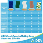AIDEA Non-Scratch Scrub Sponge-6Count, Sponges Kitchen, Natural Sponge for Non-Stick Cookware, Cellulose Sponges for Dishes, Cleaning Power for Kitchen, Bathroom, Household