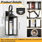 Large Motion Sensor Outdoor Wall Light 20" - Black Dusk to Dawn Outdoor Lighting, Modern Wall Mount Light Fixture, Waterproof Porch Light Fixture for Outside House Garage, 3 Modes (with Gold Trim)