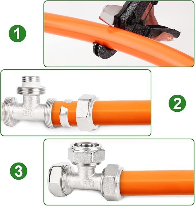 TAISHER 2PCS Brass-Nickel Plated Equal Tee Fitting，3/4" Tubing,Tube Fitting For Air Piping System