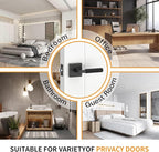 Amerdeco 3 Pack Privacy Door Handles, Matte Black Interior, Knurled Lever, Heavy Duty for Bedroom and Bathroom, Reversible Keyless for Right & Left Side AM0021