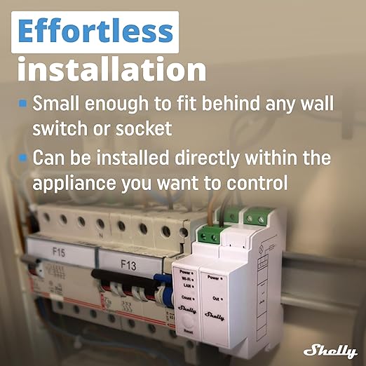 Shelly Pro 3EM Switch Add-On | Add-On Pro 3EM Dry Contacts DIN Rail Mounting | Home Automation | iOS Android app | No Hub Required | Solar Panels | Wind Turbines