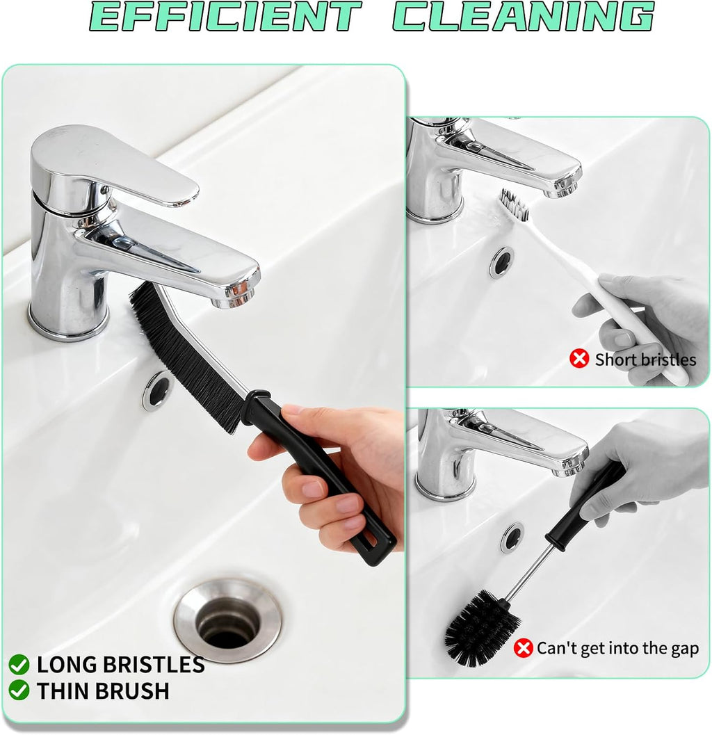 Hard Bristle Crevice Cleaning Brush,Cleaner Scrub Brush Tool for Hard to Reach Tight Space, Home Essentials, Cleaning Supplies for Shower, Bathroom, Kitchen, Toilet, Window 6Pcs