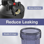 SimPure Whole House Water Filter System, 2 Stages Clear Home Water Pre-Filtration with Carbon and Sediment Filters, Reduce Odor, Chlorine, Taste, Iron, Lead, 1" NPT Brass Port, BPA Free(DB10C-2)