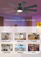 52 inch Ceiling Fan with Light, 6 Speeds Reversible Low Profile Ceiling Fan with Light and Remote/APP Control, 3 Color Temp+Dimmable RGB, 8 Blades, Flush Mount Quiet Ceiling Fans, Black