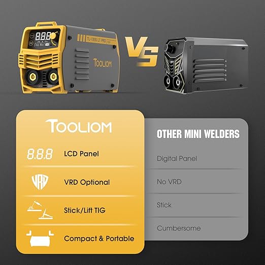 TOOLIOM 135A Stick/Lift TIG Welder 110V MMA ARC Welder Machine with Lift TIG Torch with LCD Display Portable Welding Machine