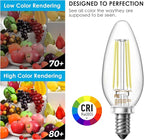 VOLIVO Dimmable E12 LED Candelabra Bulbs 60Watt Equivalent, 5000K Warm White, 500Lumens, 4.5W B11 Vintage Chandelier Light Bulbs, LED Filament Clear Glass Candle Lamp for Ceiling Fan Home, 12Pack