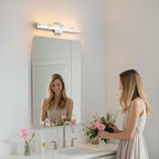 mirrea 24" LED Chrome Vanity Light 3000K/4000K/5000K CCT Adjustable 4 Light Bathroom Light Fixture Over Mirror