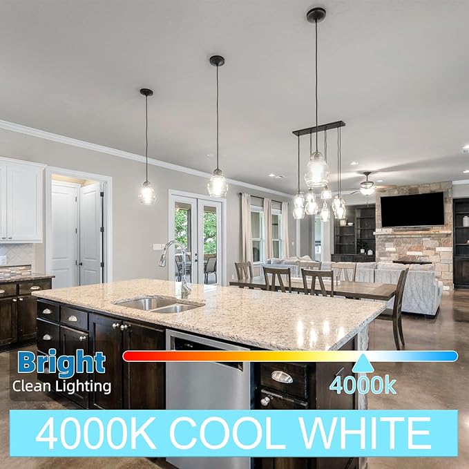 Tubular LED Edison Bulb Dimmable 4000K Neutral White, 4W, 40 watt Equivalent, E26 LED Light Bulbs, T10 Edison Bulbs for Chandeliers, Ceiling Fan, 90+CRI 400LM, 6 Pack