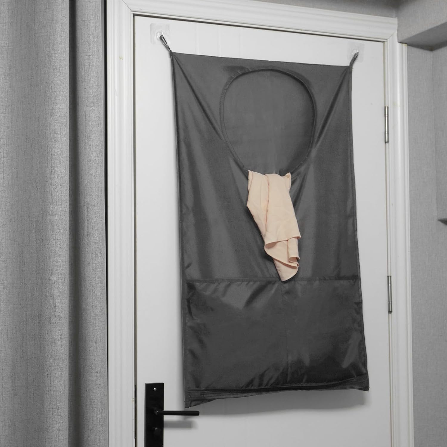 Saves Space Door-Hanging Laundry Bag,Door Hanging Laundry Hamper with 2 Different Types of Hooks, Polyester Fabric Hanging Laundry Basket for Clothes Size 22"X37" -2 Pack Gray