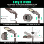 BBESTLED 480 Volt LED Parking Lot Light 240W LED Shoebox Parking Pole Lights with Slip Fitter, 33600LM 5000K IP65 DLC Listed Stadium Flood Light for Street Industries Roadways (277-480VAC Input)