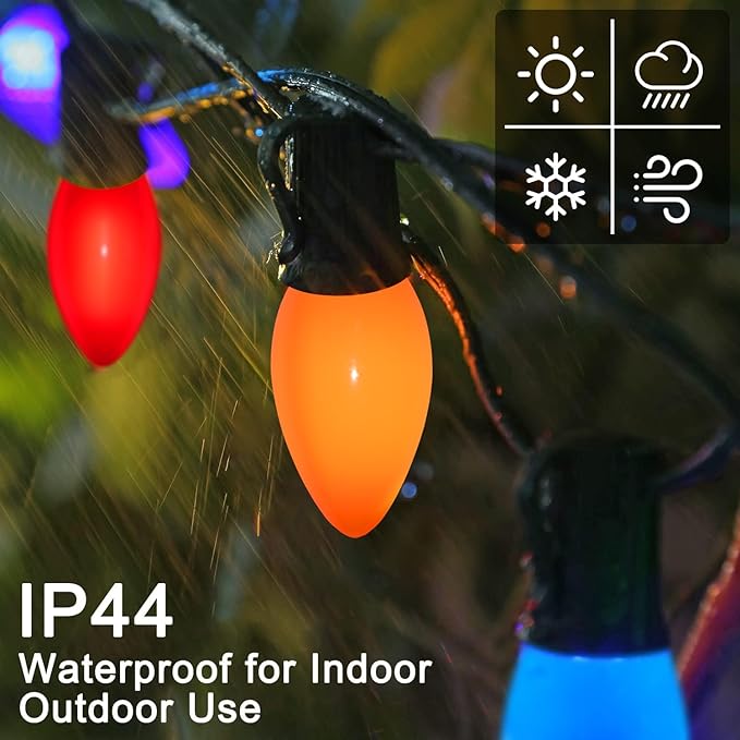 C7 Christmas Replacement Bulbs, 25 Pack Multicolor Ceramic Light Bulbs for Christmas Outdoor Indoor String Lights, E12/C7 Base, 5 Watt