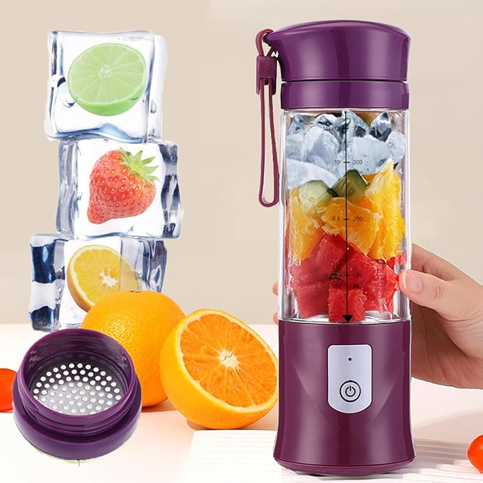 Personal Blender for Shakes and Smoothies, Portable Blender, Mini Small Juice Mixer machine for Kitchen, Office, Gym, 4000mAh,(Purple)