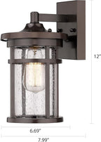 Outdoor Wall Sconces, Exterior Lantern Lighting Fixture, Mounted Lights for Patio, Porch, Garden, Balcony (Bronze, 12" H-2Pack)