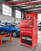 2 in 1 Tool Chest with 8 Drawers, Tool Cart with 7 Organizer Tray Divider Set & Wheels, Large Rolling Tool Box Organizer for Garage, Workshop, Home Crafts
