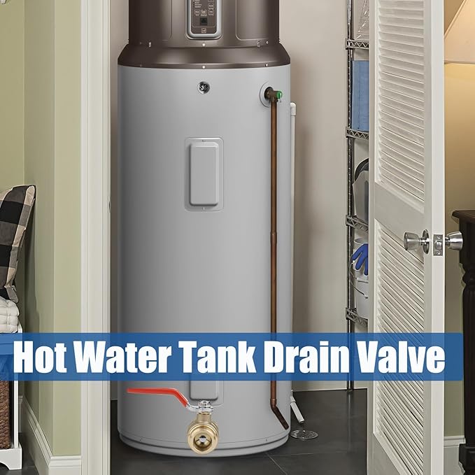 WHK Water Heater Drain Valve 3/4"MIP X 3/4" Male GHT Connection to drain or Flush Hot Water Heater Faster and Easy Big Full Port (Lead-Free Brass,2 Inch Shank with Long Handle,Straight)