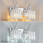 Crystal Vanity Lights Chrome 2 Light Bathroom Light Fixtures Over Mirror Modern Vanity Light for Bathroom