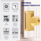 ChillWaves Brass Pipe Fitting, Tee 1/4" x 1/4" x 1/4" NPT Female Thread Adapter(6-PACK)