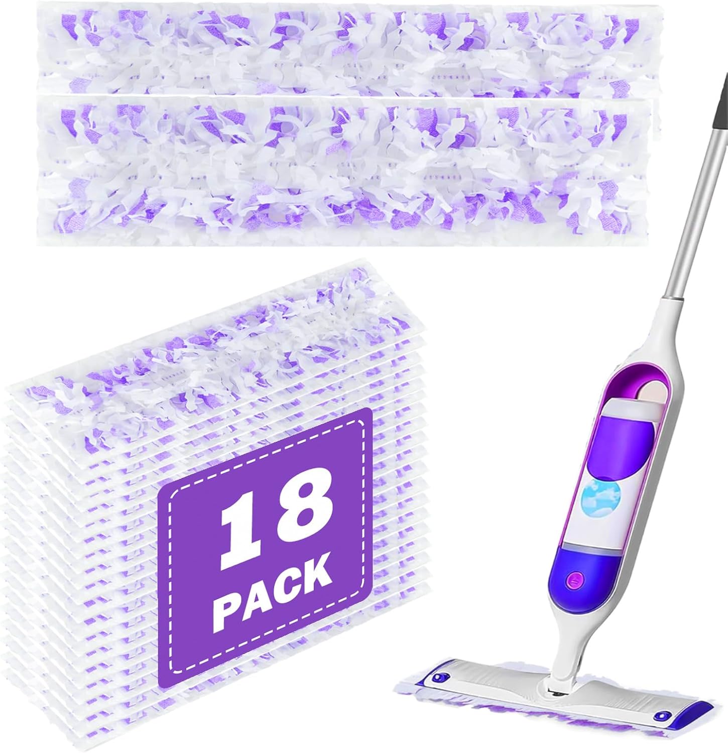 Power Mop Pads Refills for Swiffer PowerMop Multi-Surface Mopping Pad Disposable Replacement Mop Pads Compatible with Swiffer PowerMop,Safe on All Finished Floors,18 Count.