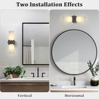 14in Modern Spanish Natural Marble Bathroom Vanity Sconces, Alabaster Wall Sconces Set of Two, Black Alabaster Sconce Wall Lighting, Black Wall Light Fixtures Decor