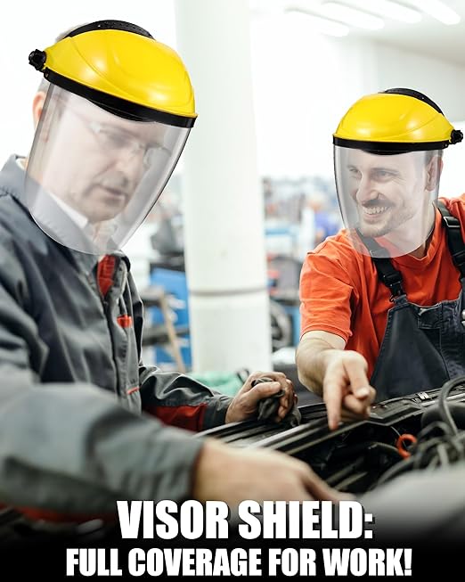 8 Pack Safety Face Shield for Grinding and Cutting, Full Impact Resistant Face Shield Mask for Work Chemical Woodworking (Yellow)