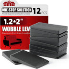 Furniture Leveler 12pcs Kit Size Variety | Multi-Purpose Rubber Shim for Leveling Feet Stable | Anti-Wobble Pad for Uneven Table, Dresser Leg, Toliet and More Furniture | Prevent from Wobbling