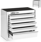 P.I.T. Mini White Tool Box, Portable 5-Drawer Micro Roll Cab Steel Stackable Tool Box with Liner, White Small Tool Case for Tools Storage and Organizers, Home DIY