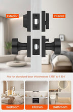 Haidms Black Door Knobs with Deadbolt, Zinc-Alloy Matte Black Exterior Door Knobs, Heavy Duty Front Door Knob and Deadbolt Set(2 Pack)