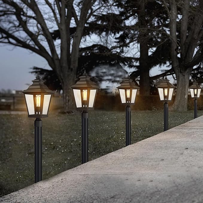 Large Outdoor Post Light Fixtures 21'' Lamp Post Light Fixture Black Finish Waterproof Anti-Rust Aluminum Pillar Outside Lighting for Walkway, Driveway, Patio, Porch