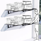 2-Pack 2x4ft Garage Wall Shelving, 2 Shelf Total 8 ft(L) Garage Wall Storage, Heavy-Duty Storage Shelves, Perfect for Holding Storage Bins, Boxes, Sporting Goods, Tools, and More. Space-Saving
