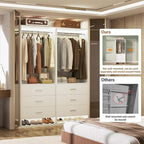 Aheaplus Closet System Closet Organizer, Wood Closets Organizer System, Walk-in Closet or Wardrobe, Clothes Rack with Hanging Rods, 8FT Closets, Set of 4, White