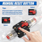 BOJACK 60A Audio Inline Circuit Breaker Reset Fuse Holder 12-24V DC Manual Reset Fuse Holder 3-15 AWG Overload Protection for Car Audio Sound Amplifier System RV Marine Boat Truck Solar Inverter