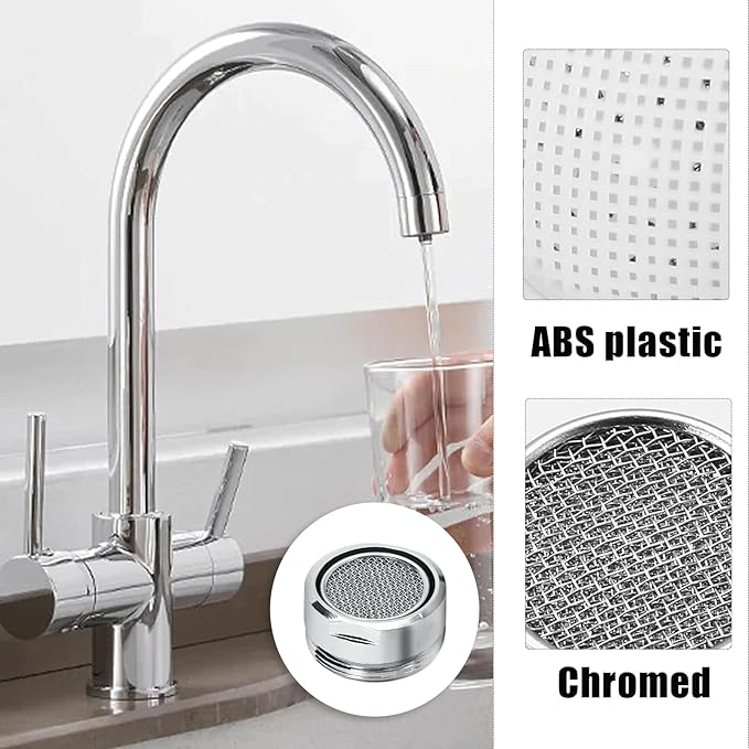 Litoexpe 15/16 Inch Faucet Aerator 4 PCS, Kitchen Sink Aerator Replacement Parts, Sink Faucet Male Thread Faucet Filter with Brass Shell and Gasket for Bathroom