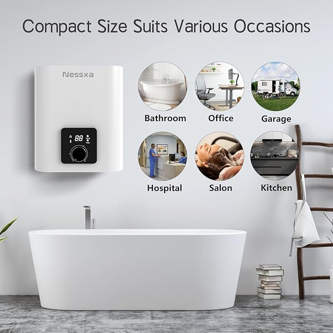 1.8 Gallon Electric Mini Tank Water Heater, 110V 1500W Point of Use On Demand Under Sink Instant Hot Water Heater for Home Kichen Bathroom