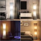 GyroVu 46" Modern Floor Lamps for Living Room, LED Column Standing Floor Lamp with 3 Color Temperature Adjustable & Gray Fabric Lampshade for Corner, Bedroom, Office & Kid's Room - Bulbs Included