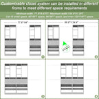 Closet System, Up to 134"/11.2 FT Closet Organizer with 4 Wooden Drawers and Shelves, Walk-in Closet System with 6 Hanging Rods, Built-in Closet Can Fit 96"/8FT, 120"/10FT, Morandi Grey